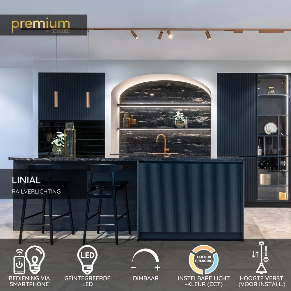 Lumière suspendue monophasée pour rail Linial Luxus Champagne Premium by Lucide 5411212552334