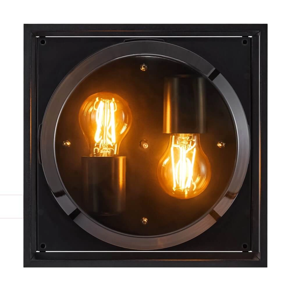 Plafonnier noir IP44 Griffin avec fenêtre anti-fumée Nordlux 5704924010767