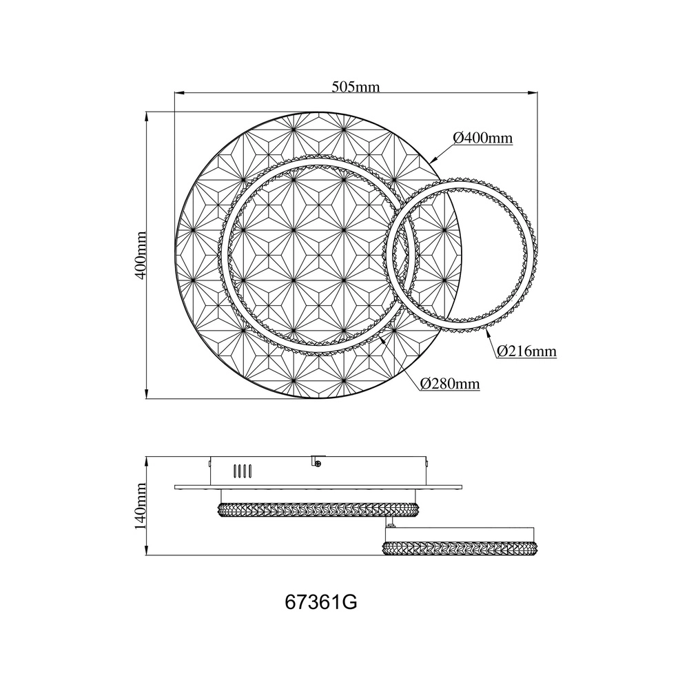 Lampe de plafond à design Della Ii noir avec or Globo 9007371575190