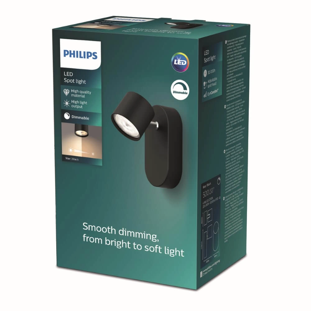 Spot mural LED noir Star Philips 8719514435377