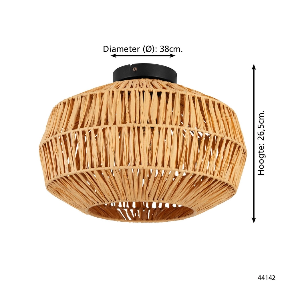 Plafonnier en rotin Sheldon Ø 38cm Eglo 9008606359776