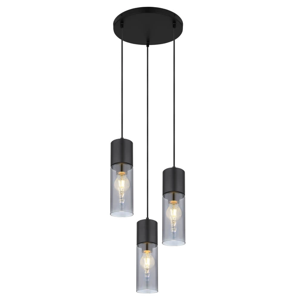 Suspension élégante Annika 3 lumières noir rond Suspension élégante Annika 3 lumières noir rond