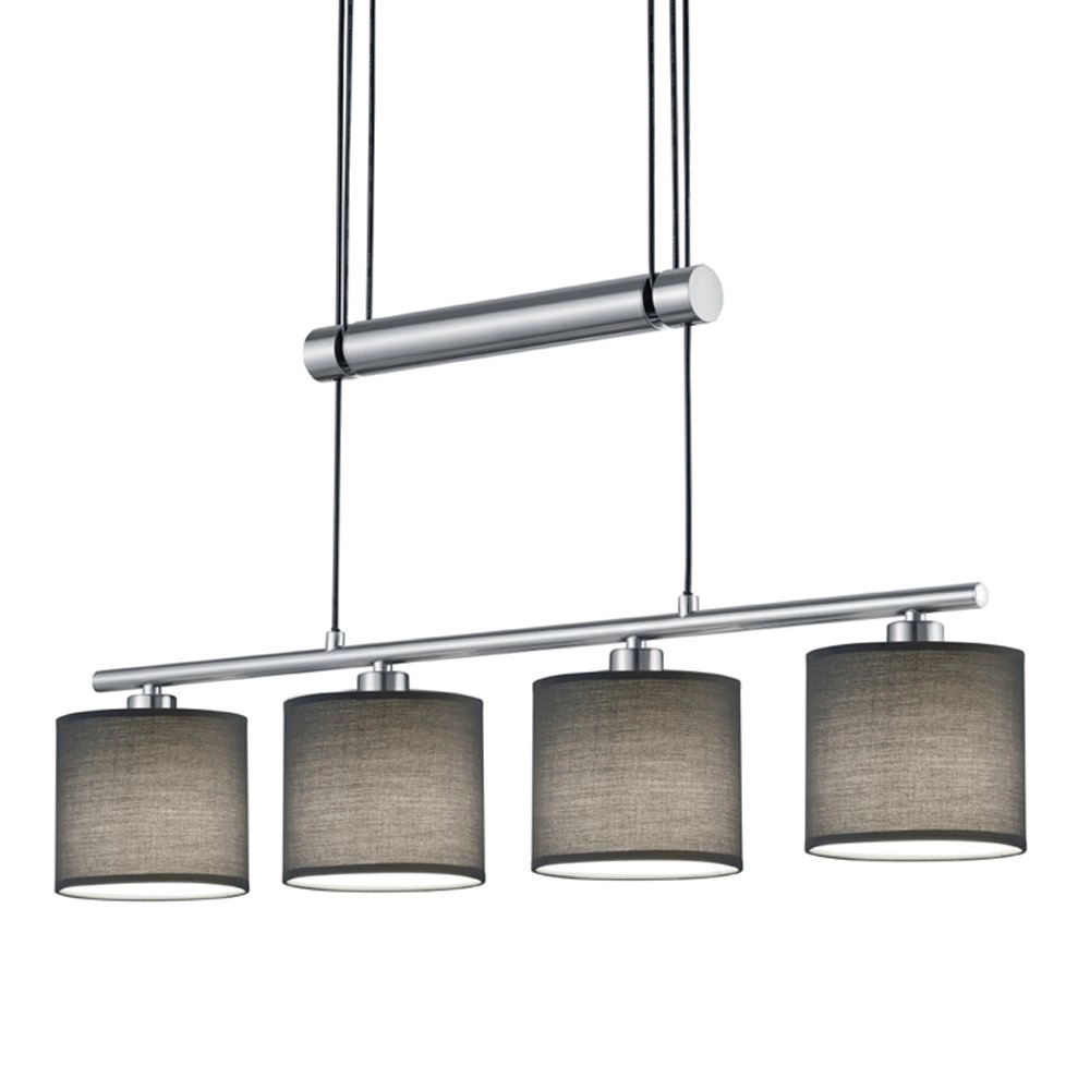 Lampe à suspension Garda 4 lumières nickel mat avec anthracite Trio 4017807336955