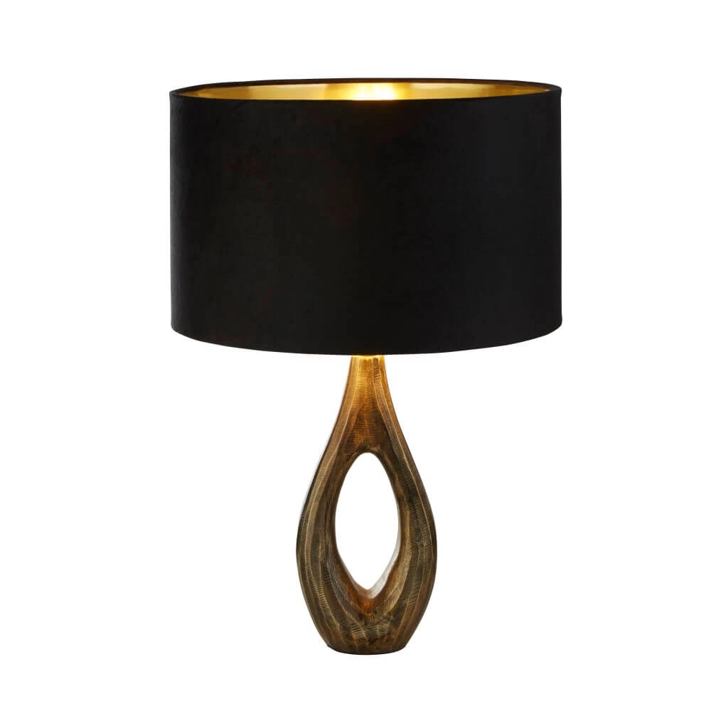 Lampe de table dorée Bucklow avec capuche noire Searchlight 5053423257297