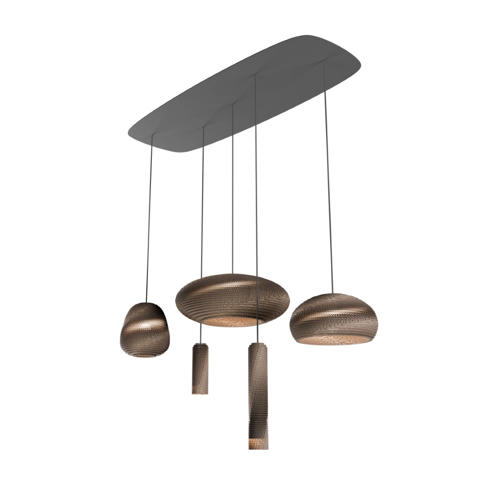 Natural Groups Black 1100 Lampe suspendue en carton Ø 9cm