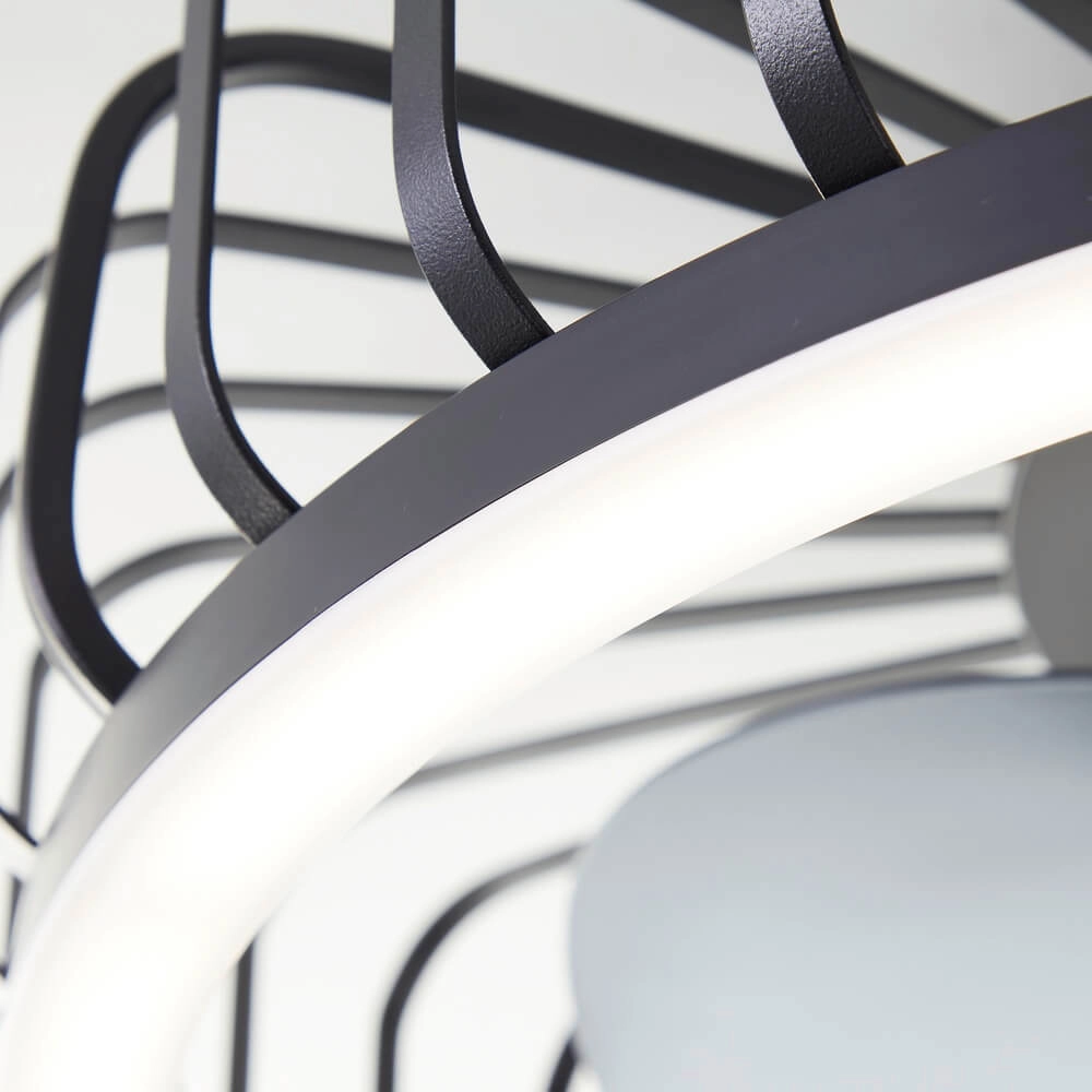 Ventilateur de plafond à lampe filaire Capo noir Brilliant 4004353453410