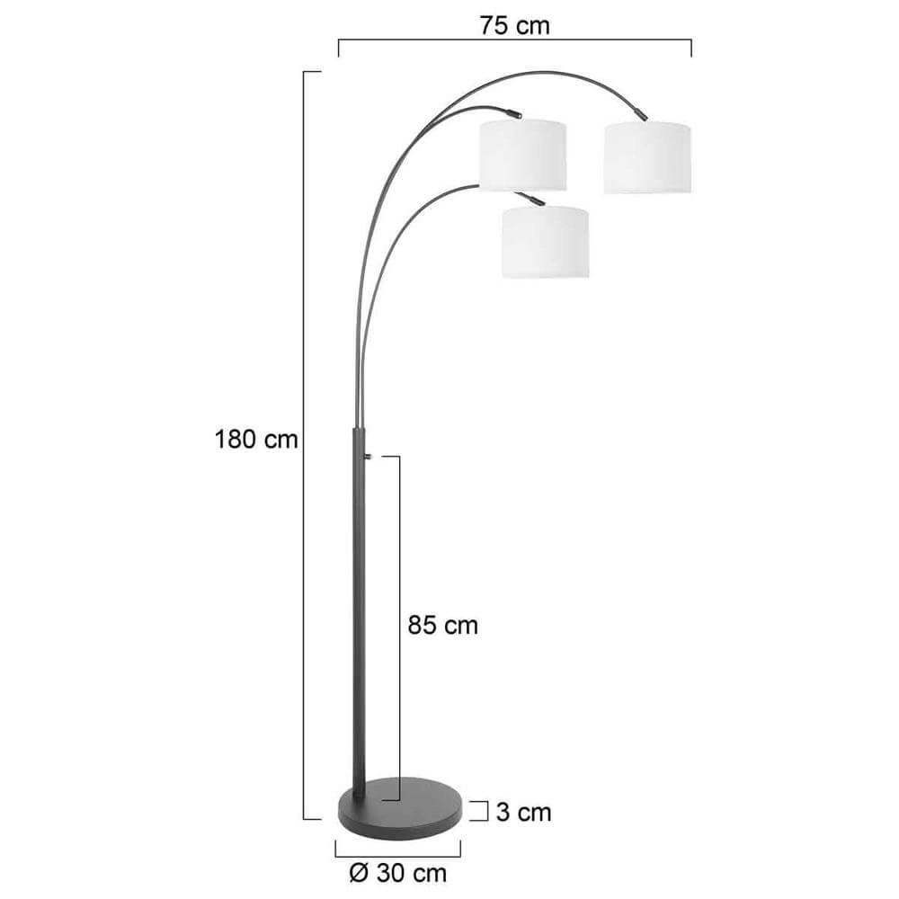 Lampadaire 3 lumières Sparkled Light noir et blanc Steinhauer 8712746173567