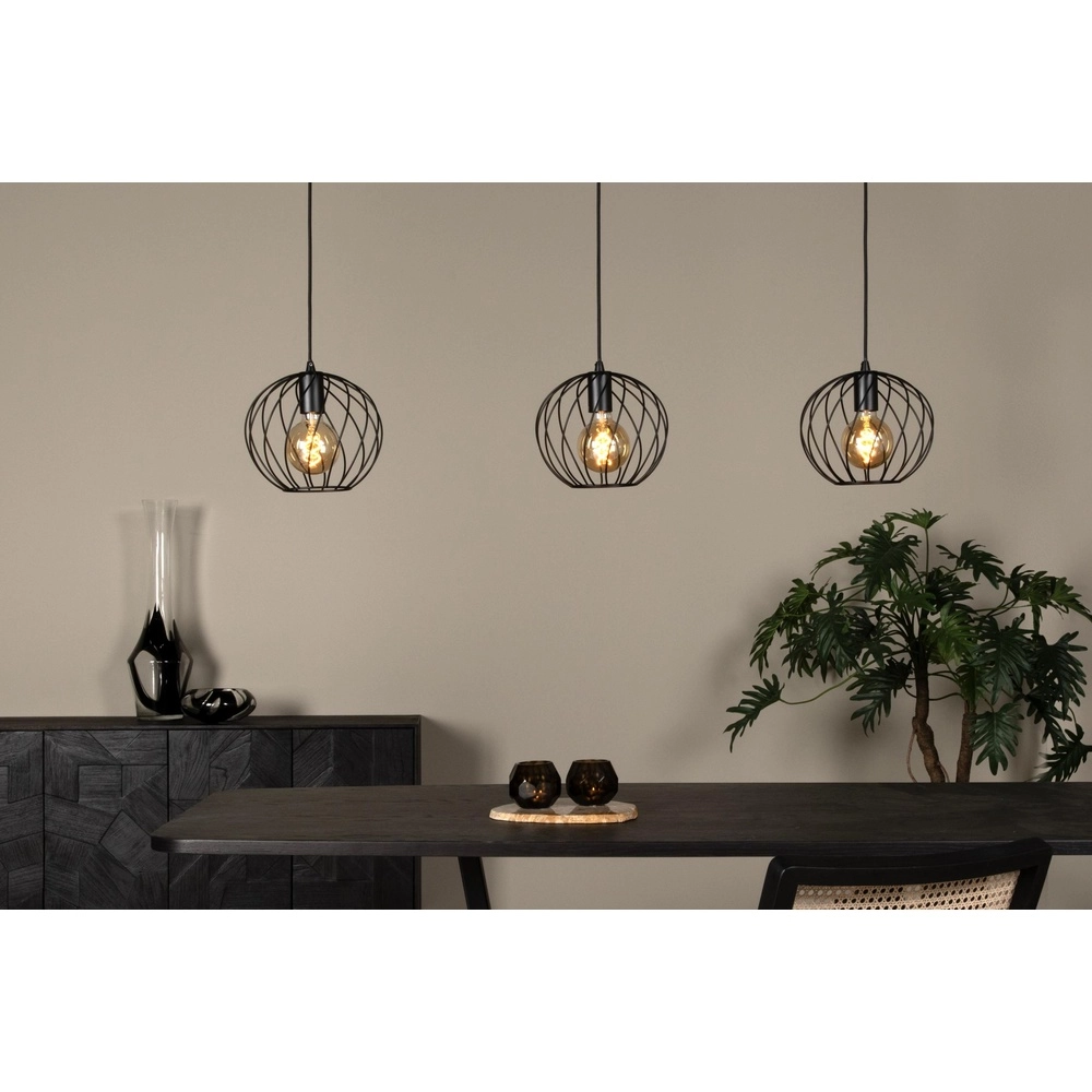 Lampe pendante à 3 lampes Danza Noir Lucide 5411212211552