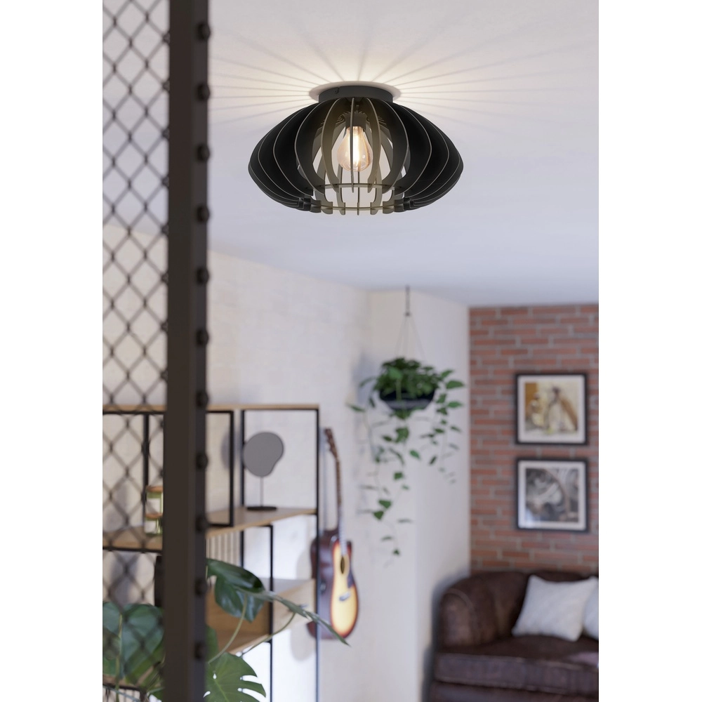 Lampe de plafond en bois Cossano 3 noir - Ø 45cm Eglo 9008606291380