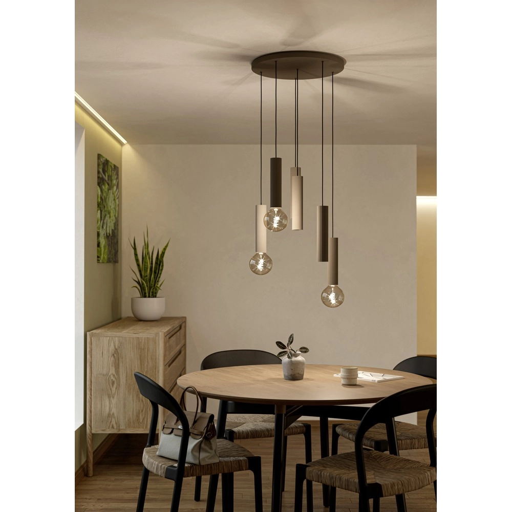 Lampe pendante de conception Fariolo brun sable 6 lumières Ø 48cm Eglo 9008606391653