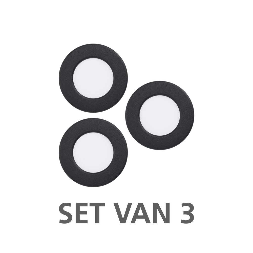 Projecteur encastré 3x Fueva 6 rond - noir - Ø 8,8cm Eglo 9008606330669