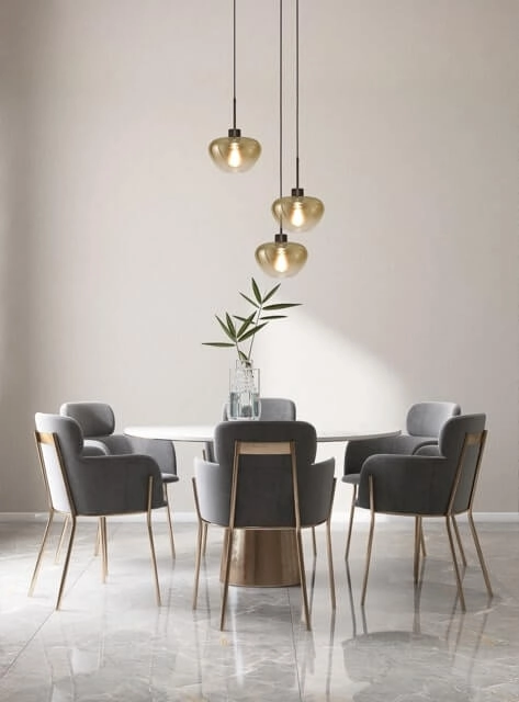 Suspension 3 lumières Genua noir avec 3x verre doré Ø 24cm Masterlight 8718121357058