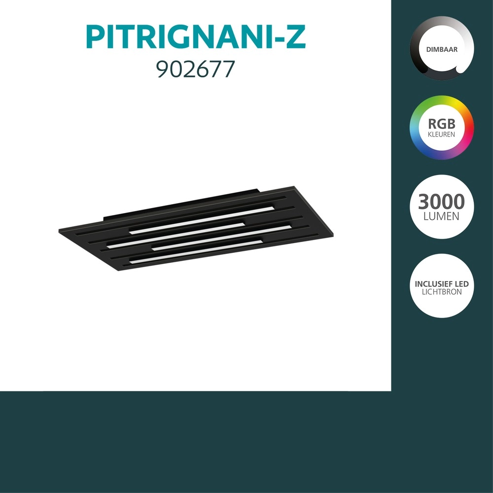 Éclairage de plafond intelligent Pitrignani-Z Rectangle 60 x 30 cm noir Eglo 9008606390540
