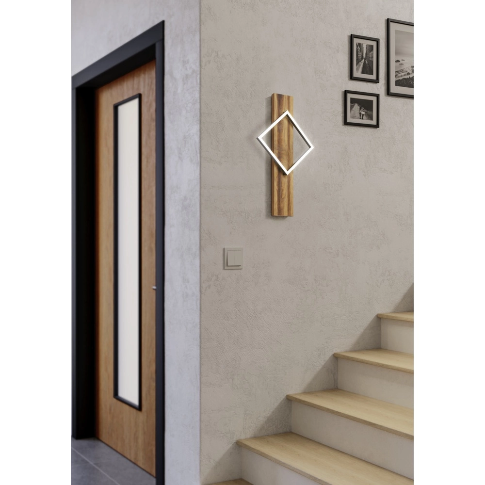 Applique murale design Boyal noir avec bois foncé Eglo 9008606351947