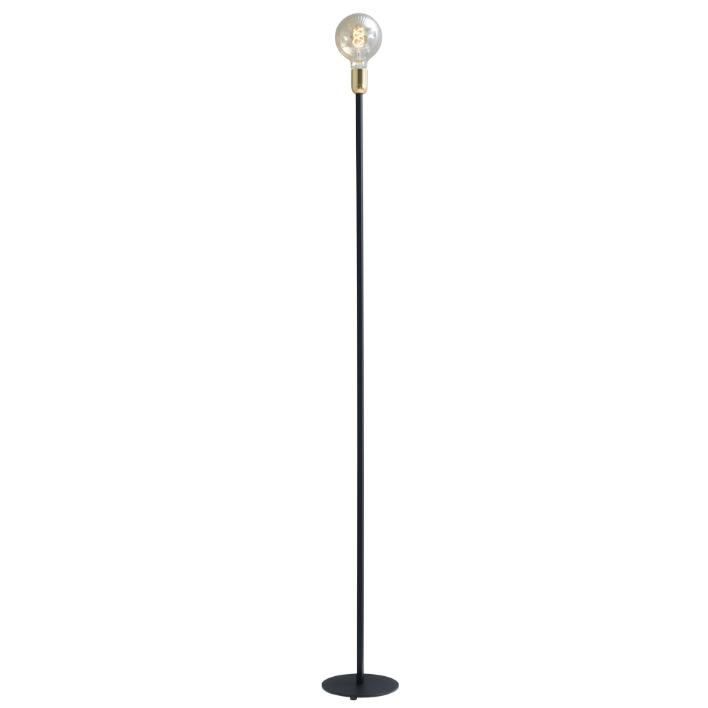 Lampadaire noir Tube 155cm avec raccord doré Lampadaire noir Tube 155cm avec raccord doré