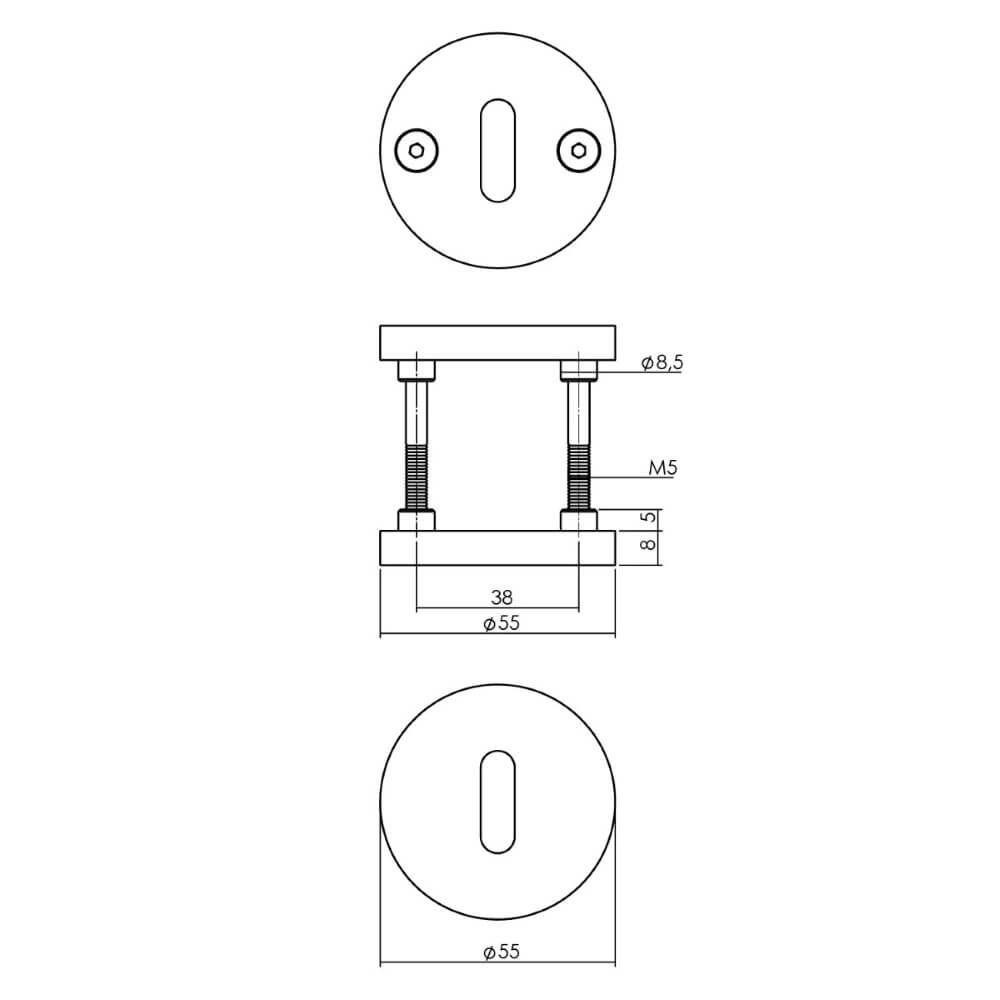 Lot de 2 rosaces clés Shiraat noir Intersteel 8714186565094