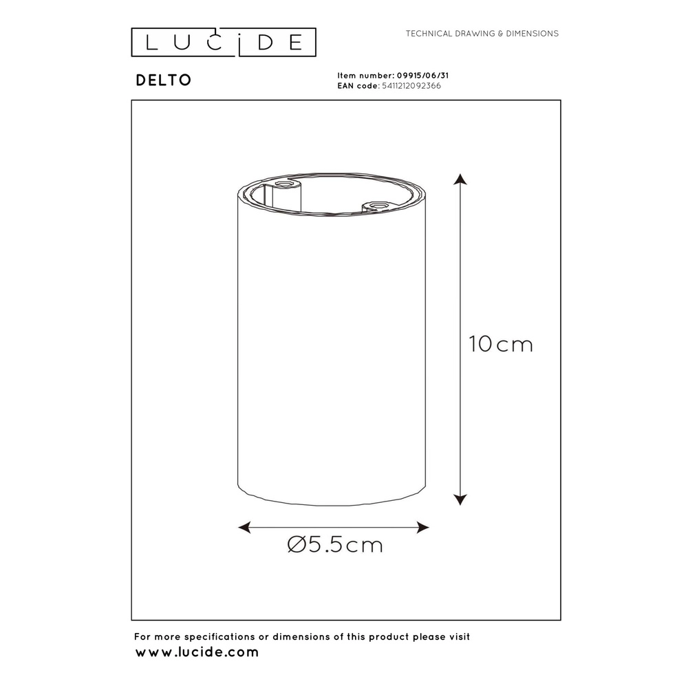 Spot lisse monté en surface Delto blanc Ø 5,5 cm avec la source lumineuse Lucide 5411212092366