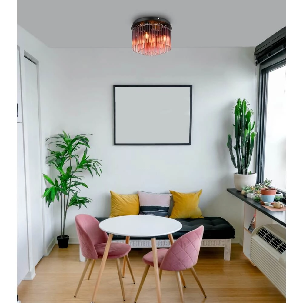 Plafonnier noir Gorley avec verre rouge Ø 32cm Globo 9007371474967