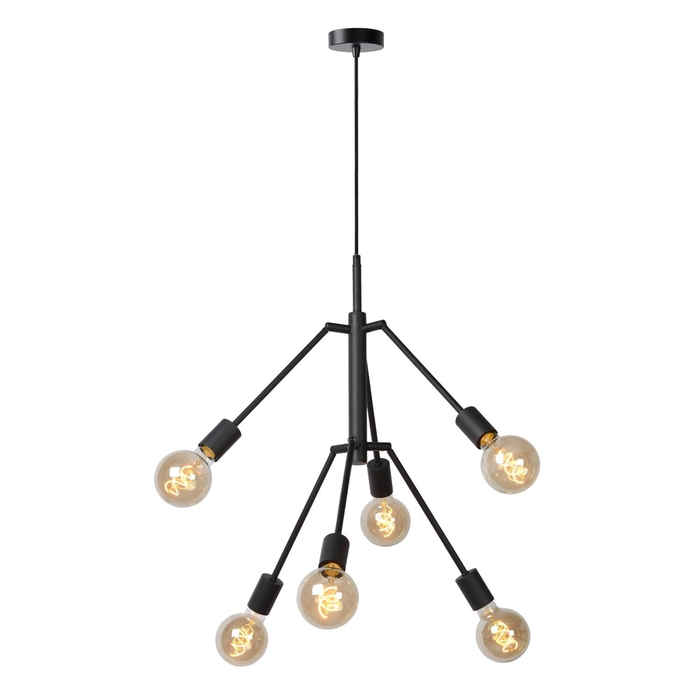 Lampe suspendue Lester Noirs à 6 feux Lucide 5411212211330