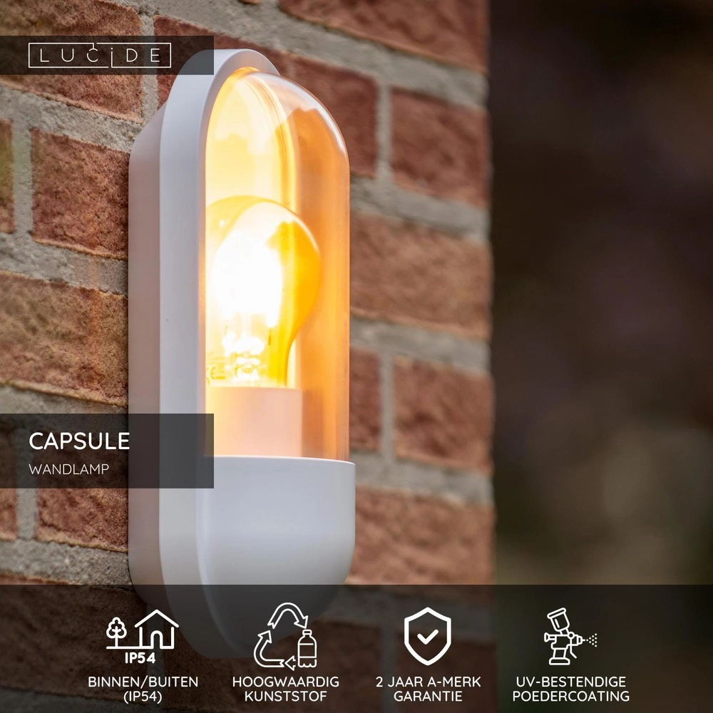 Lampe murale Capsule IP54 blanc Lucide 5411212290465