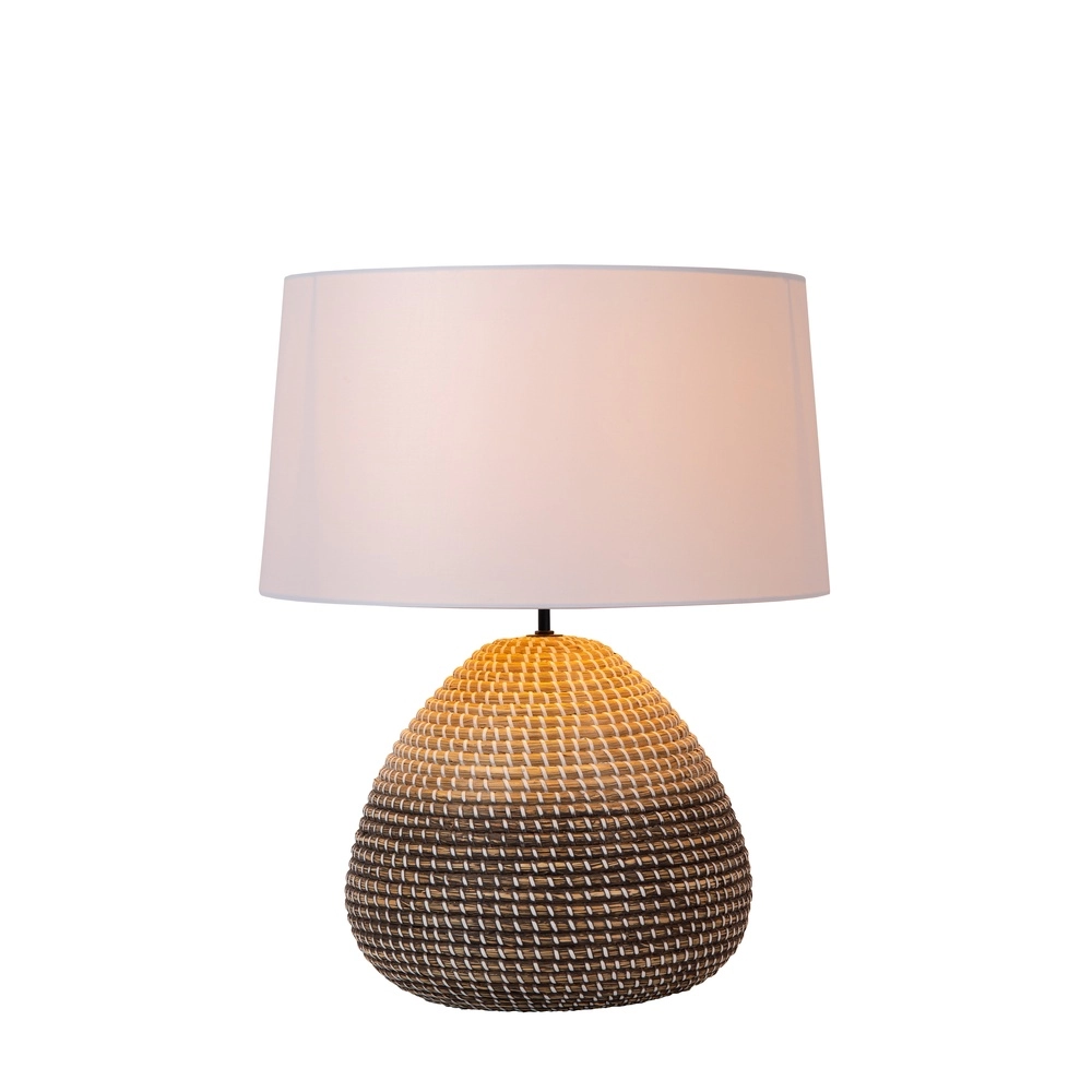 Lampe de table en herbe marine Maduka Ø 45cm - noir/brun avec teinte blanche