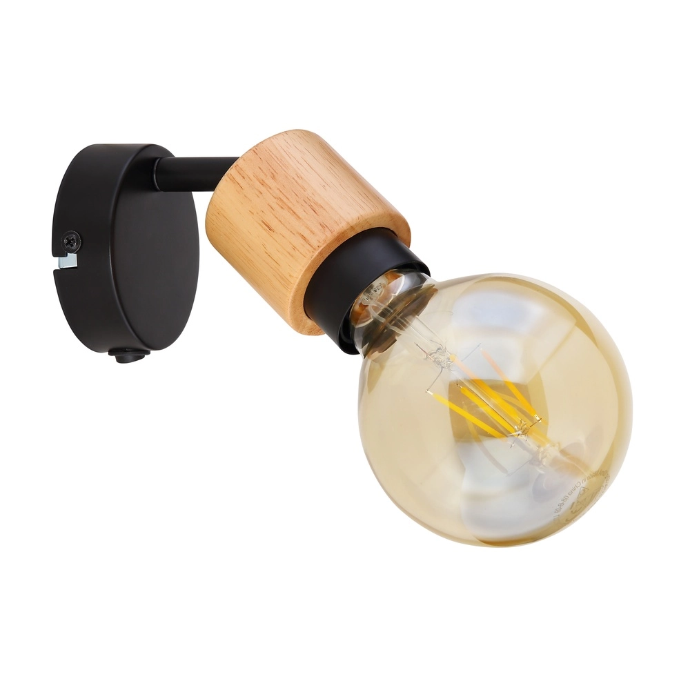 Lampe murale Jorna noir avec bois Globo 9007371414277