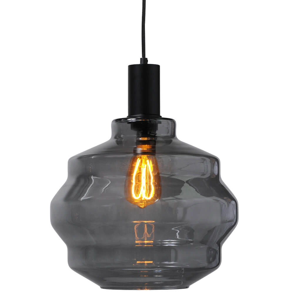 Lampe suspendue 3 lumières - noire - Porto avec verres à fumée Ball - Ø 30cm Masterlight 8718121269498