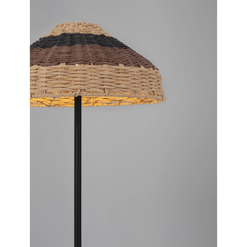 Lampadaire Caro noir et rotin Lyora 5212017453013