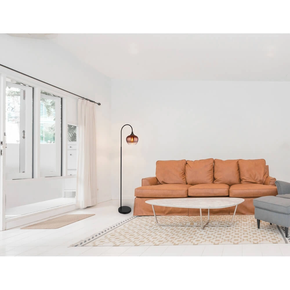 Lampadaire noir Maxy avec verre rouge simple Globo 9007371459988