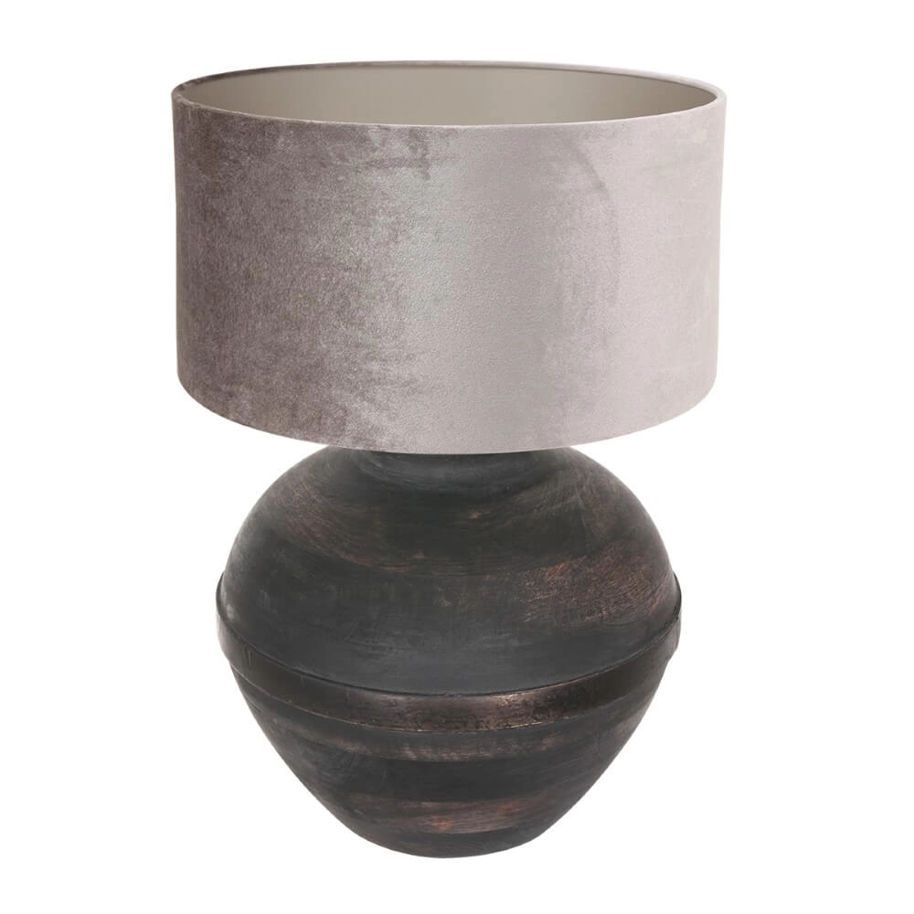 Lampe de table chic Lyons B avec capuche en velours taupe