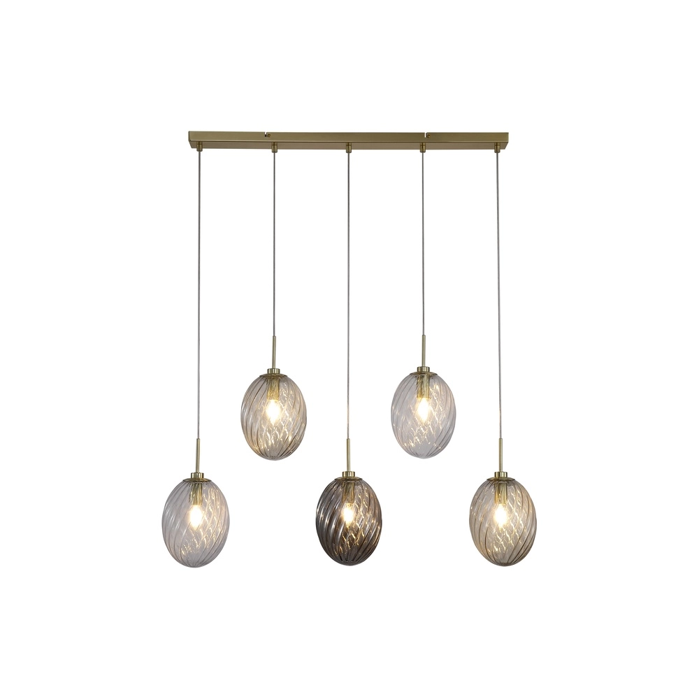 Suspension 5 lumières Whirl Verre coloré