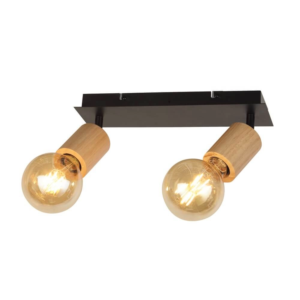 Plafonnier en bois Spinny 2 lumières