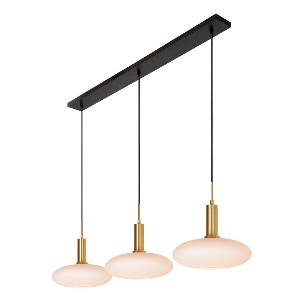 Lampe pendante de conception Singala Or droit à trois lumières avec blanc Lucide 5411212251091