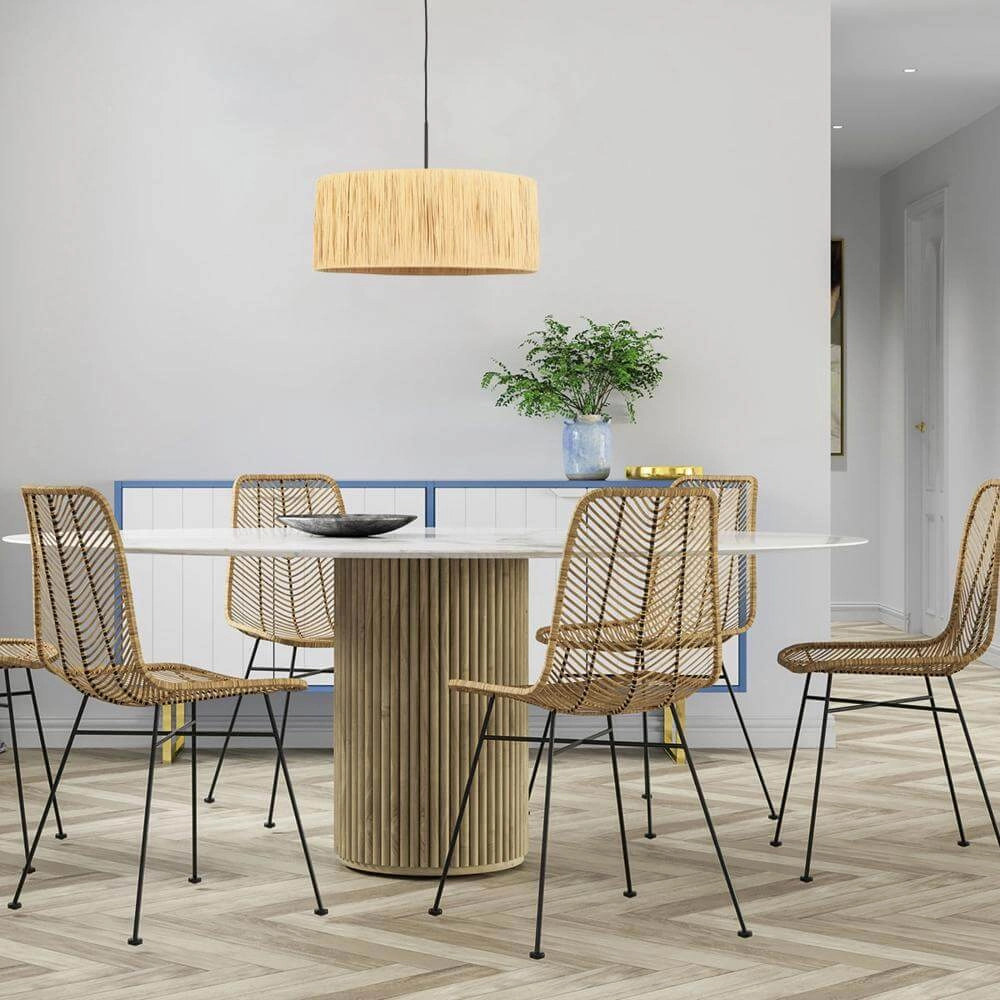 Suspension Sparkled Light noir avec abat-jour paille Ø 50cm Steinhauer 8712746172539