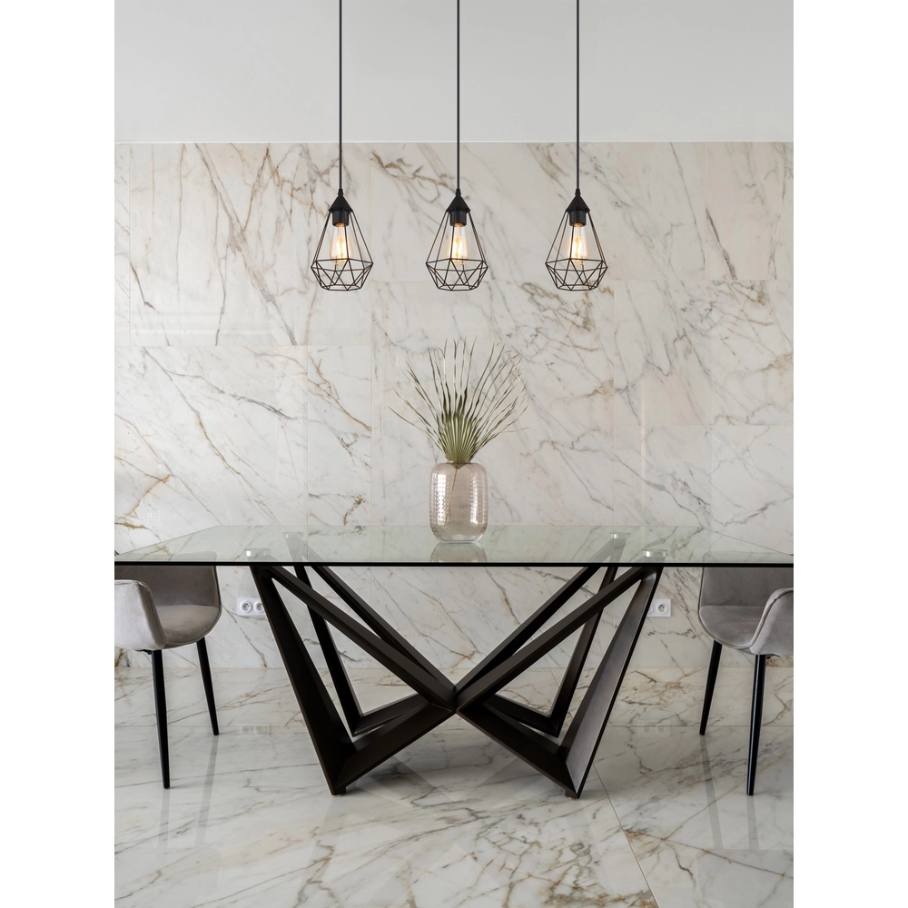 Lampe pendante à 3 lampes Zachary Noir Globo 9007371447909