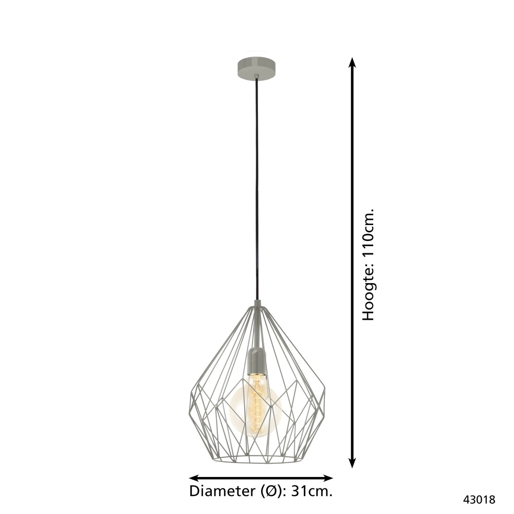 Lampe suspendue grise Carlton Ø 31cm - E27 Eglo 9002759430184