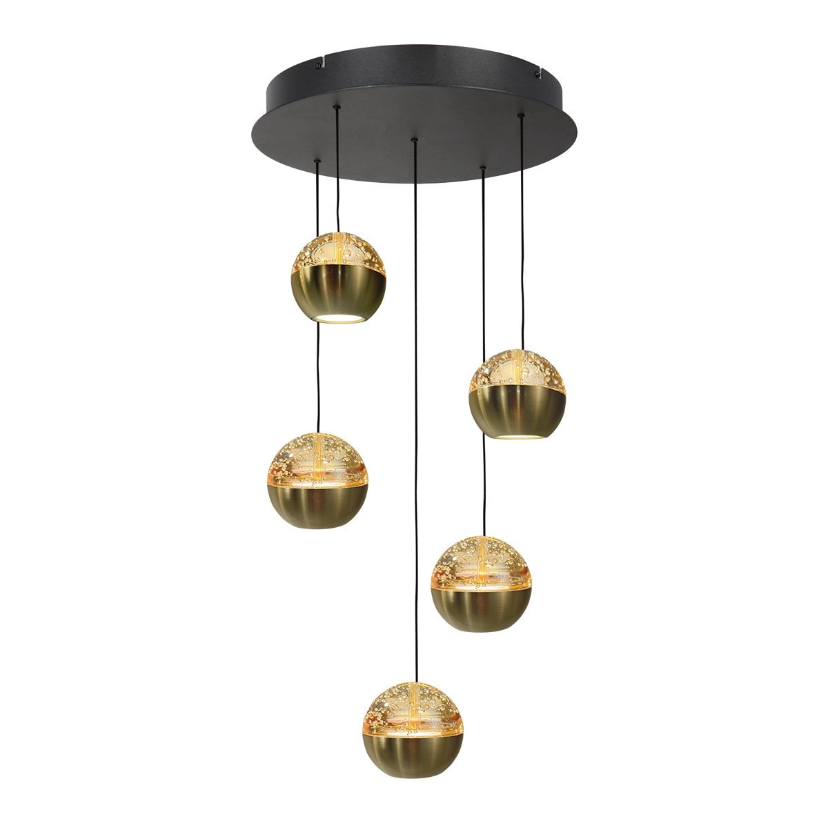 Lampe suspendue vide à 5 lumières Belluno LED - laiton or avec verre Steinhauer 8712746183870