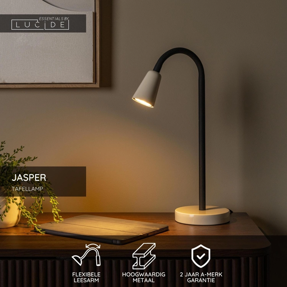 Lampe de bureau Jasper brun sable Lucide 5411212650306