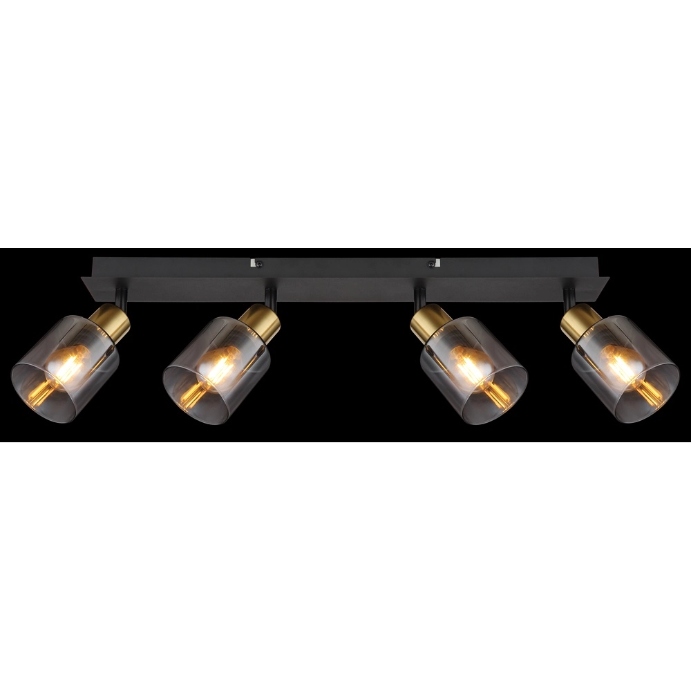 Lampe de plafond à 4 lumières Hollsy noir avec verre fumé Globo 9007371451852