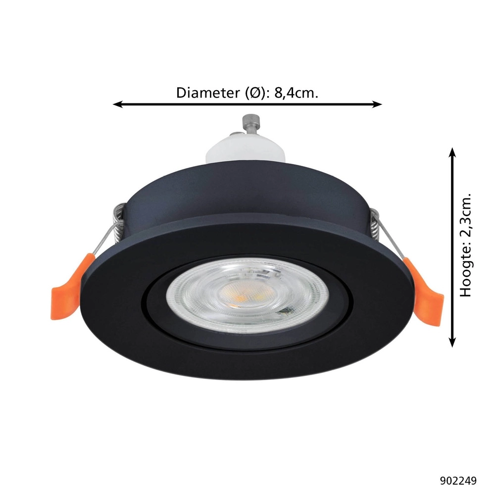 Spot encastré Barranco noir Ø 8,4cm IP44 - 4000K Eglo 9008606359288