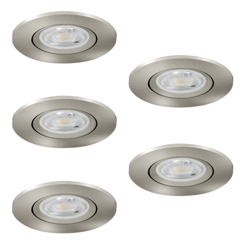 Lot de 5 spots encastrés Barranco nickel Ø 9cm - CCT à 3 niveaux Eglo 9008606359479