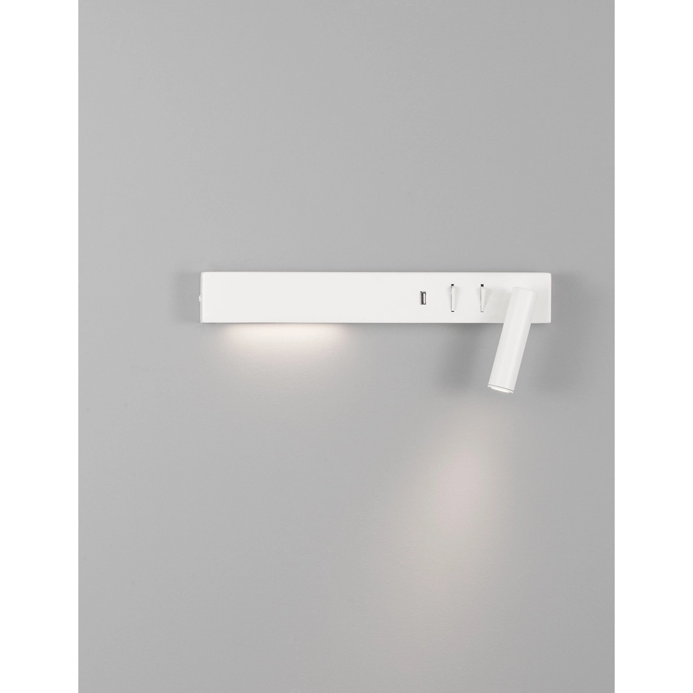 Lampe de chevet Vida Droite Blanc avec USB