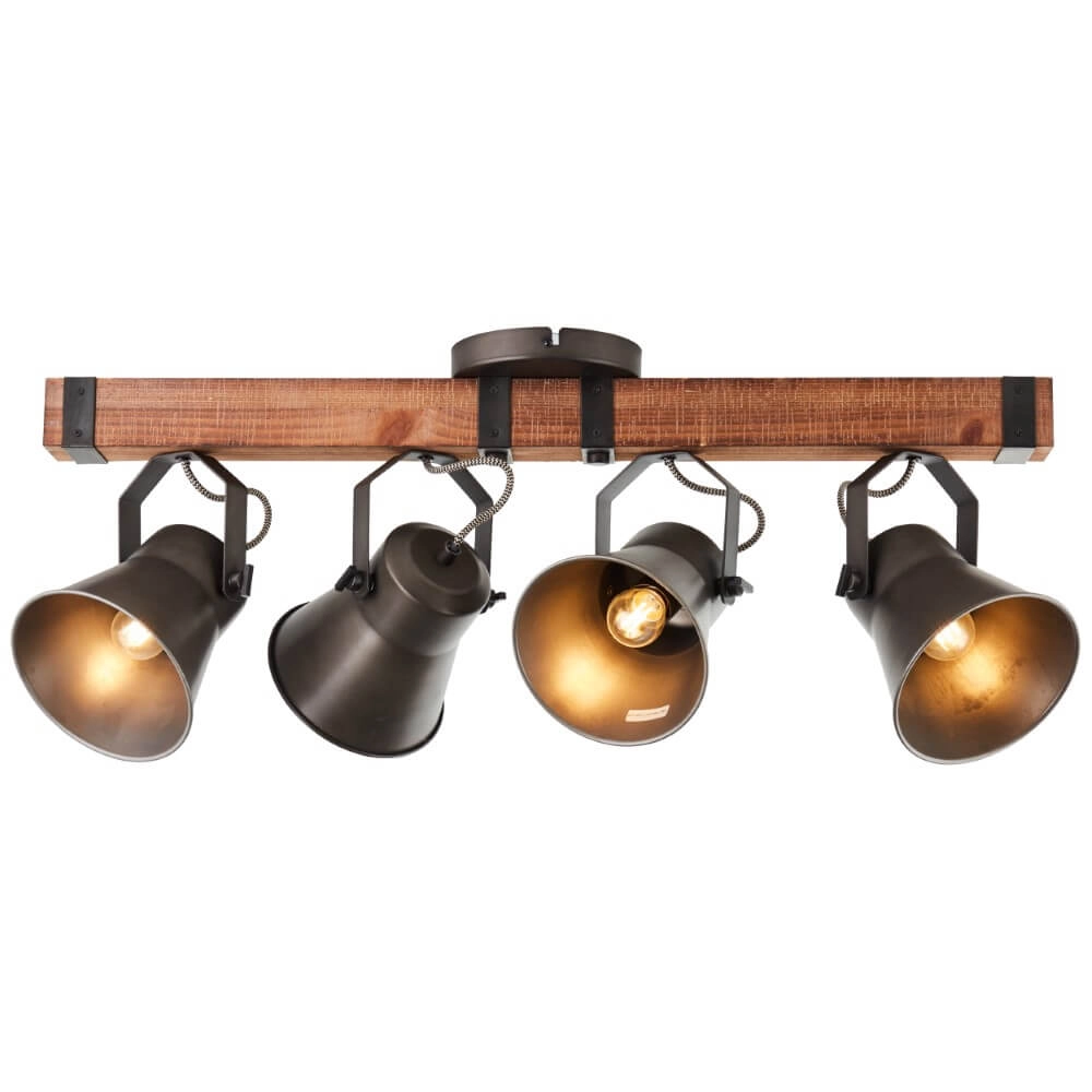 Plafonnier 4 lumières Decca noir avec du marron
