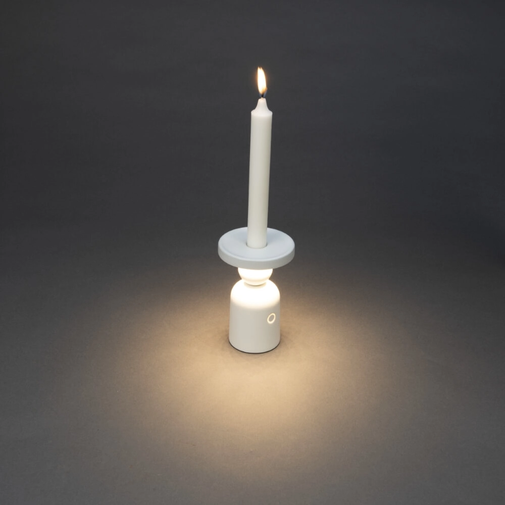 Lampe de table rechargeable Nantes Blanc pour bougeoir KonstSmide 7318307833256