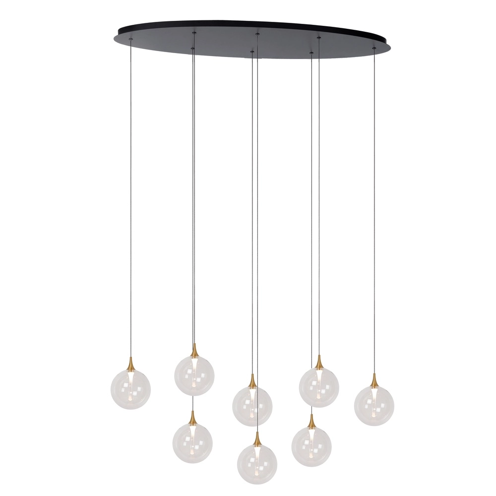 Suspension LED de conception Gisela transparent - 8x Ø 16cm