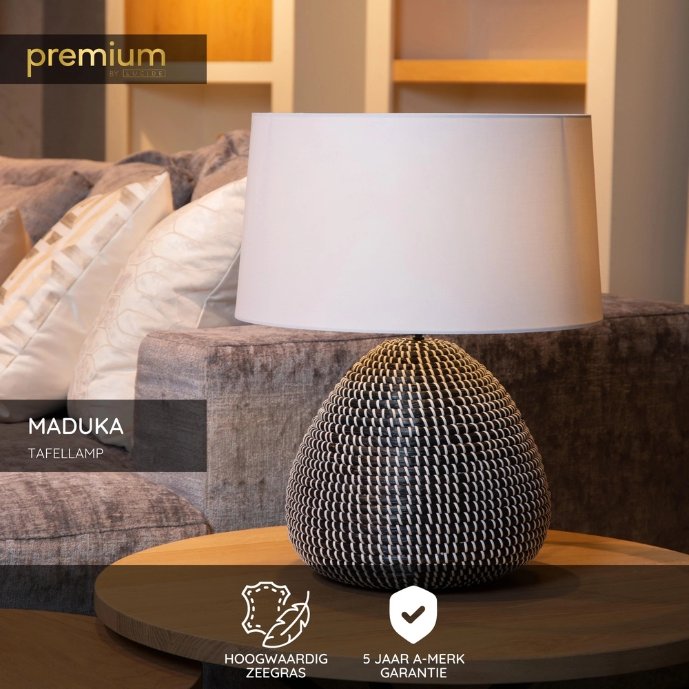 Lampe de table en herbe marine Maduka Ø 45cm - noir avec teinte blanche Premium by Lucide 5411212106070