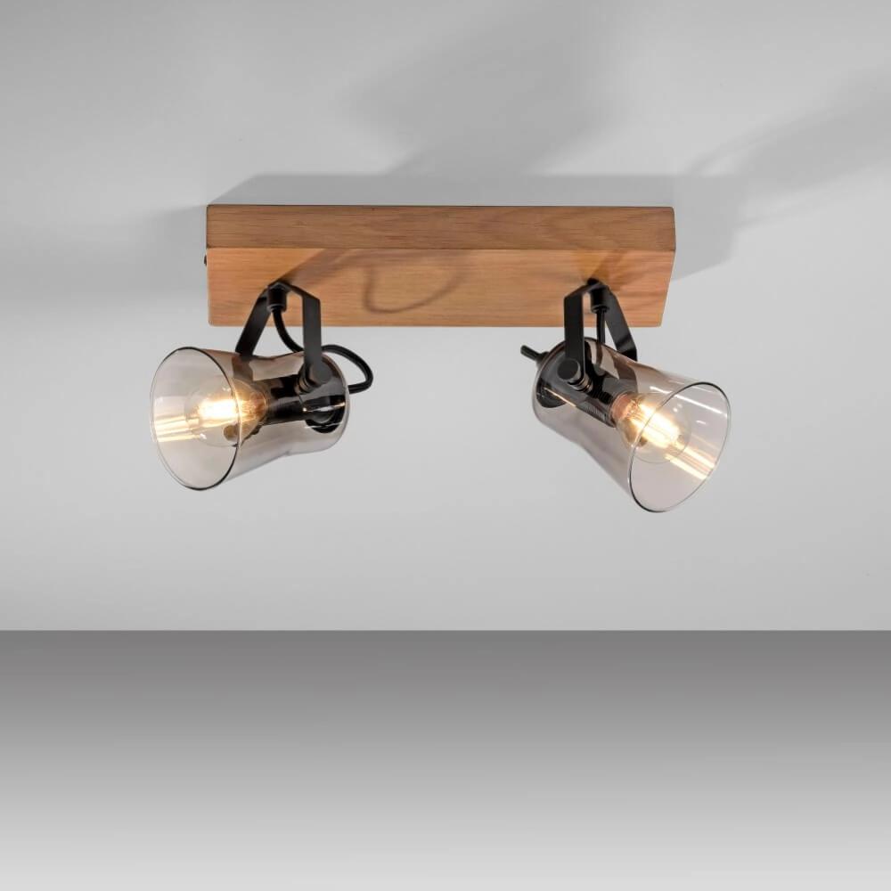 Plafonnier Green Langstrom bois à 2 lumières Just Light 4043689994877