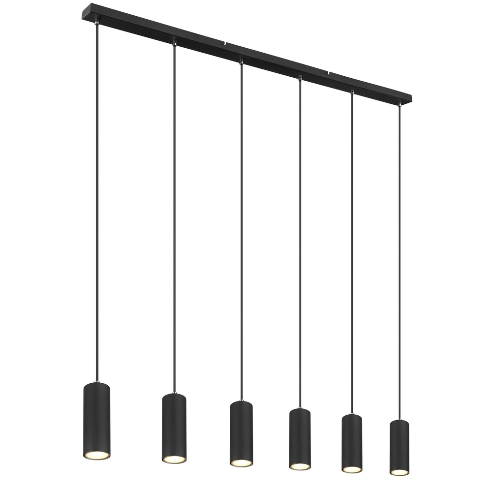 Lampe suspendue Robby Noir à 6 lumières