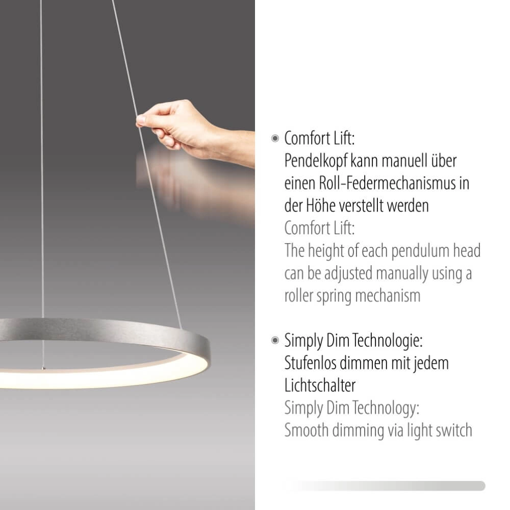 Lampe suspendue ronde Hoop aluminium Paul Neuhaus 4012248384718