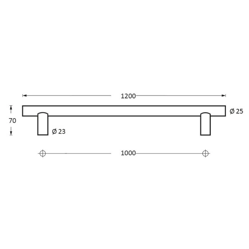 Poignée de porte en forme de T Gripon 120x7cm Acier inoxydable Intersteel 8714186334249